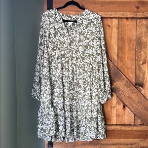 Floral Green and White Women's Dress